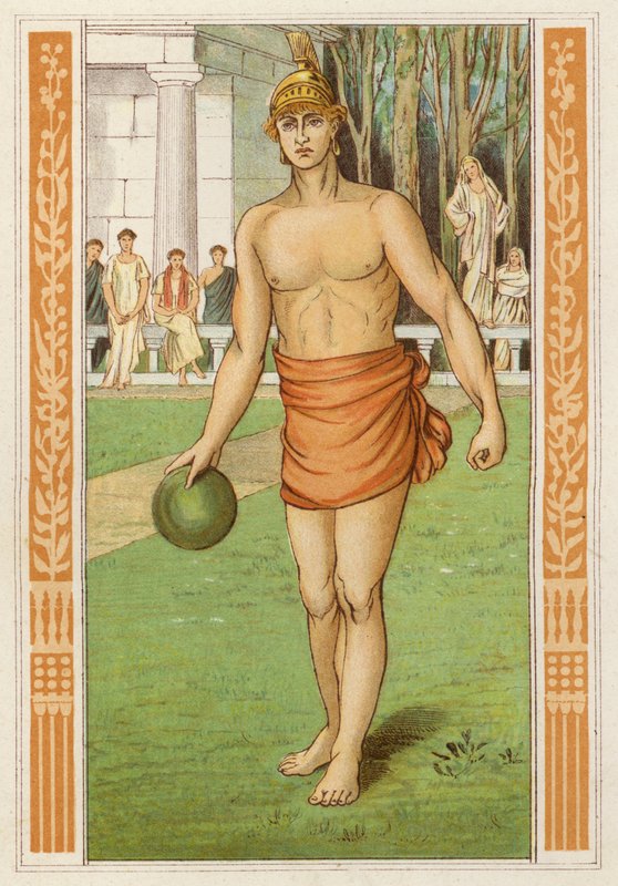 قهر Perseus في الألعاب في Larissa (Color litho) بواسطة توماس رالف سبنس