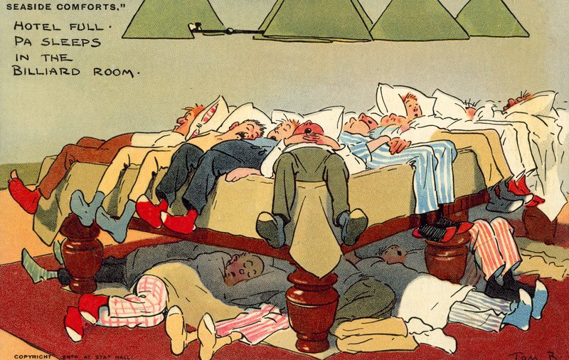 فندق Full ، Pa ينام في غرفة البلياردو (chromolitho) بواسطة توم براون