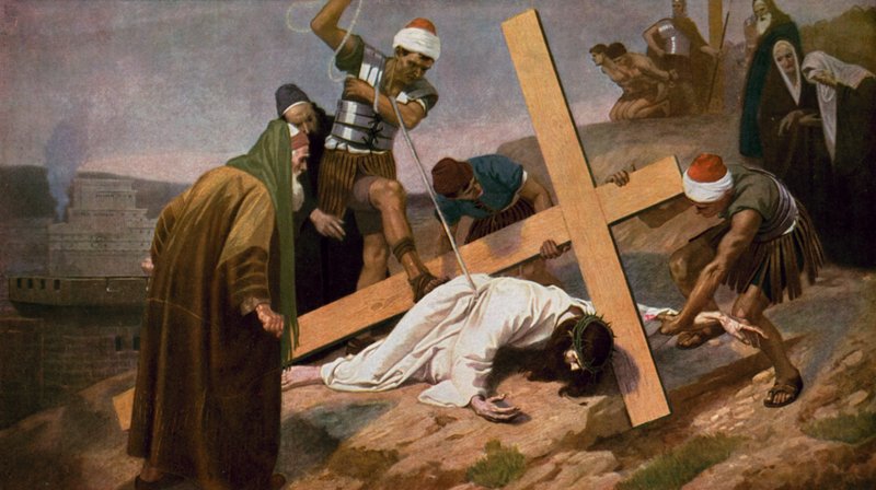 يسقط المسيح للمرة الثالثة وهو يحمل صليبه بواسطة غير معروف غير معروف