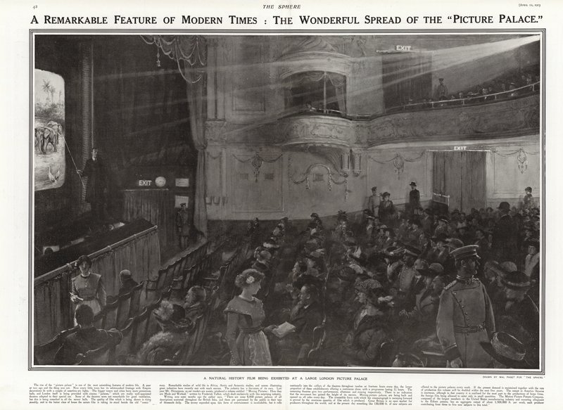 فيلم التاريخ الطبيعي الذي يتم عرضه في قصر صور في لندن ، 1913 بواسطة والتر ستانلي باجيت
