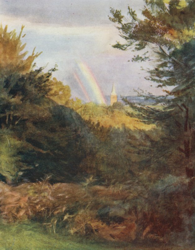 The New Forest: Lyndhurst Church from Emery Down (colour litho) بواسطة والتر فريدريك روف تندل