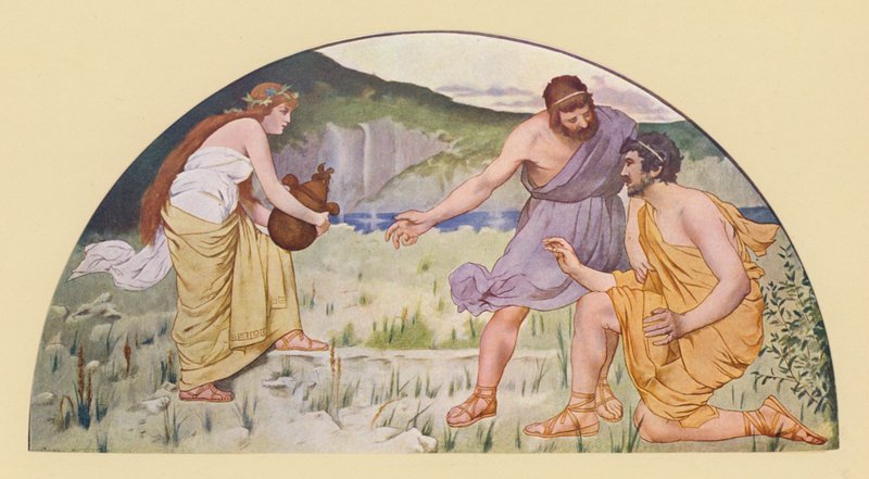 بروميثيوس يحذر إبيمثيوس من باندورا (لون حجري) بواسطة والتر ماكوين