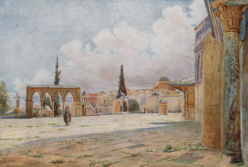 الرواق الجنوبي للمسجد والمنبر الصيفي ، القدس بواسطة والتر سبنسر ستانهوب تيروهيت