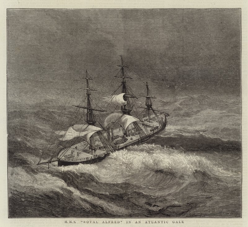 HMS Royal Alfred in a Atlantic Gale بواسطة والتر وليام ماي