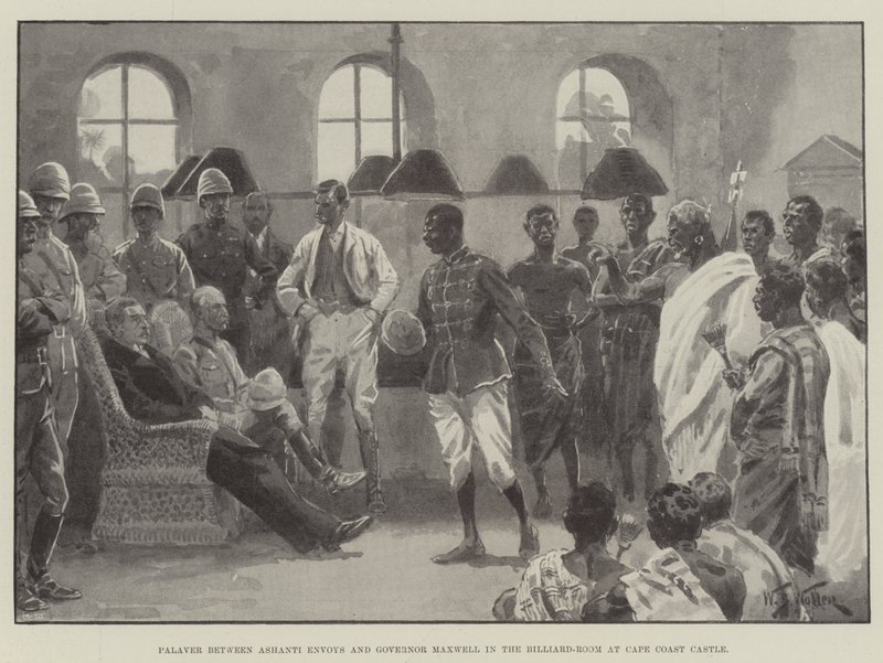 Palaver بين مبعوثي أشانتي والحاكم ماكسويل في غرفة البلياردو في قلعة كيب كوست بواسطة صوف ويليام بارنز