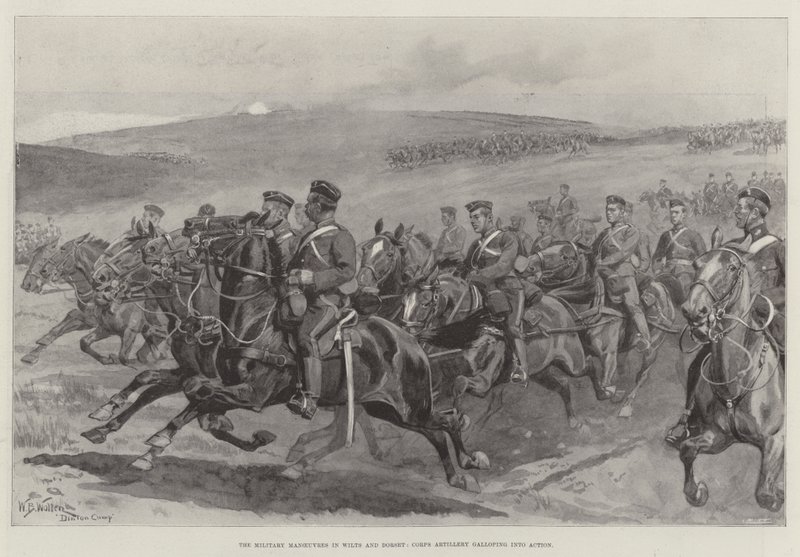 المناورات العسكرية في Wilts and Dorset ، فيلق المدفعية في العمل بواسطة صوف ويليام بارنز