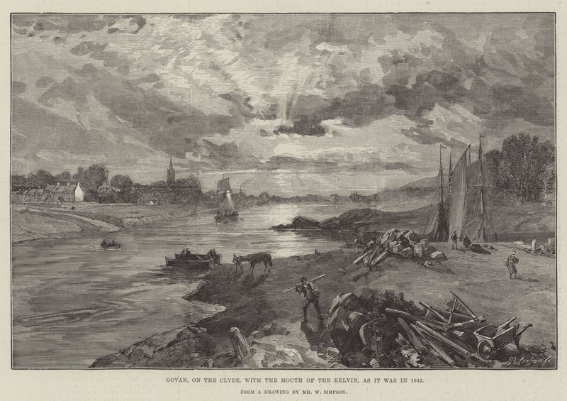 جوفان ، على كلايد ، مع فم كلفن ، كما كان في عام 1842 بواسطة وليام كريميا سيمبسون