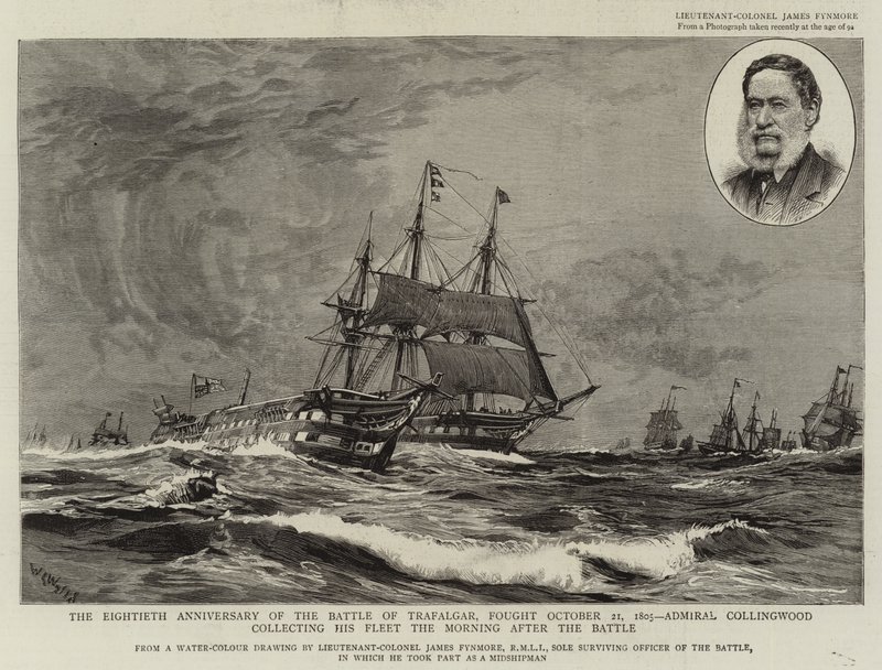 الذكرى الثمانين لمعركة ترافلغار ، حارب في 21 أكتوبر 1805 ، الأدميرال كولينجوود يجمع أسطوله صباح اليوم بعد المعركة بواسطة وليام ليونيل ويلي
