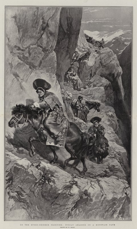 على الحدود الروسية الصينية ، Buriat Amazons على مسار الجبل بواسطة وليام سمول
