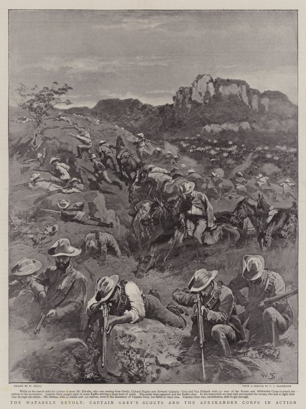 ثورة Matabele ، الكابتن Grey&39;s Scouts و Afrikander Corps in Action بواسطة وليام سمول
