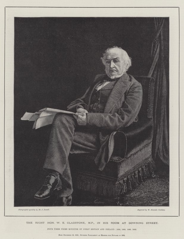 المحترم WE Gladstone ، النائب ، في غرفته في Downing Street بواسطة وليام بيسكومب جاردنر