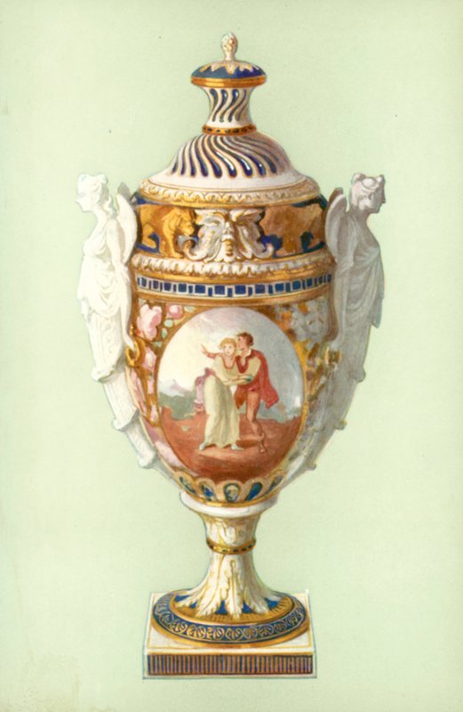 Vase, Chelsea-Derby, with Biscuit Handles (colour litho) بواسطة وليام جيب