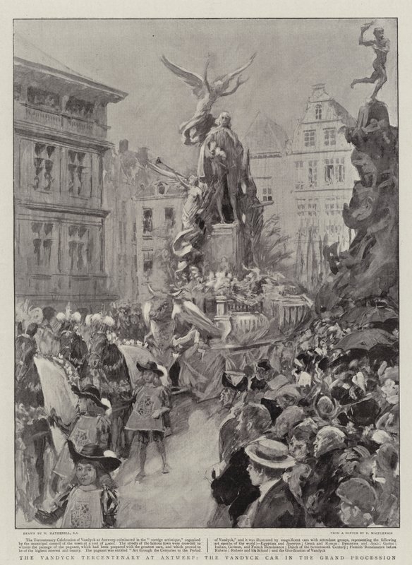 The Vandyck Tercentenary في أنتويرب ، سيارة Vandyck في المسيرة الكبرى بواسطة وليام هاثريل