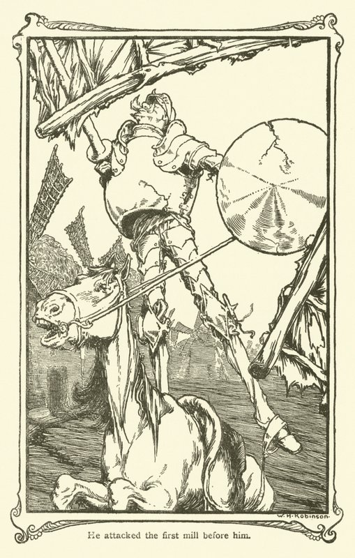 رسم توضيحي لـ Don Quixote (litho) بواسطة وليام هيث روبنسون