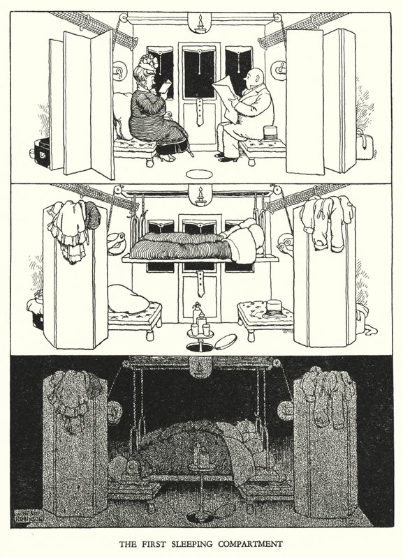 Illustration for Railway Ribaldry by W Heath Robinson (litho) بواسطة وليام هيث روبنسون