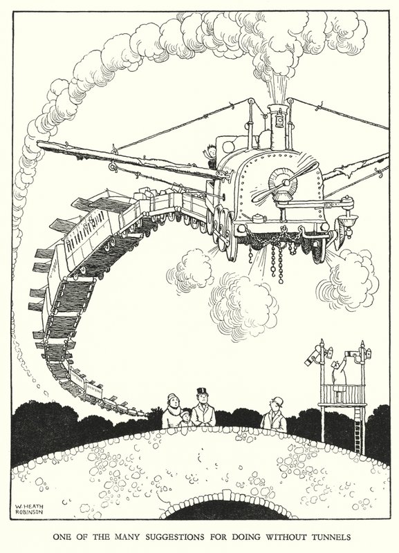 رسم توضيحي للسكك الحديدية Ribaldry بواسطة W Heath Robinson (litho) بواسطة وليام هيث روبنسون