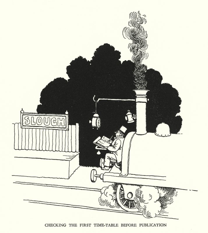 رسم توضيحي للسكك الحديدية Ribaldry بواسطة W Heath Robinson (litho) بواسطة وليام هيث روبنسون