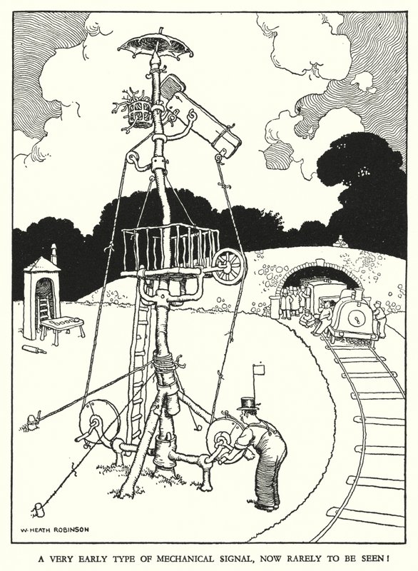 رسم توضيحي للسكك الحديدية Ribaldry بواسطة W Heath Robinson (litho) بواسطة وليام هيث روبنسون