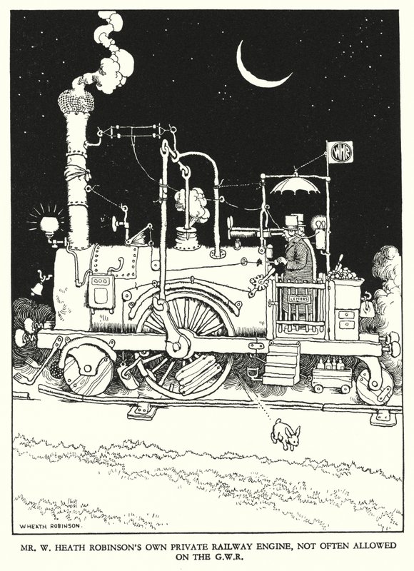 رسم توضيحي للسكك الحديدية Ribaldry بواسطة W Heath Robinson (litho) بواسطة وليام هيث روبنسون