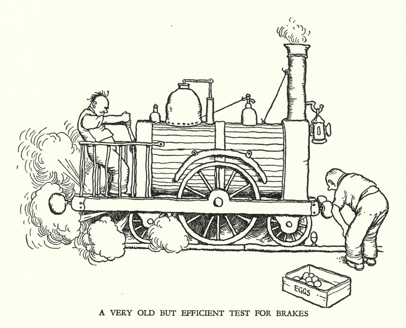 رسم توضيحي للسكك الحديدية Ribaldry بواسطة W Heath Robinson (litho) بواسطة وليام هيث روبنسون