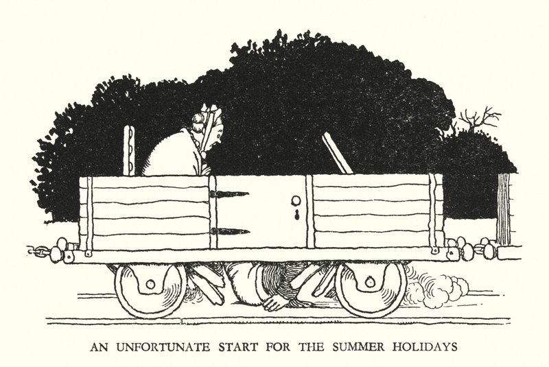 رسم توضيحي للسكك الحديدية Ribaldry بواسطة W Heath Robinson (litho) بواسطة وليام هيث روبنسون