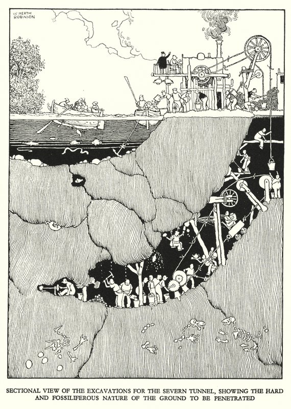 رسم توضيحي للسكك الحديدية Ribaldry بواسطة W Heath Robinson (litho) بواسطة وليام هيث روبنسون