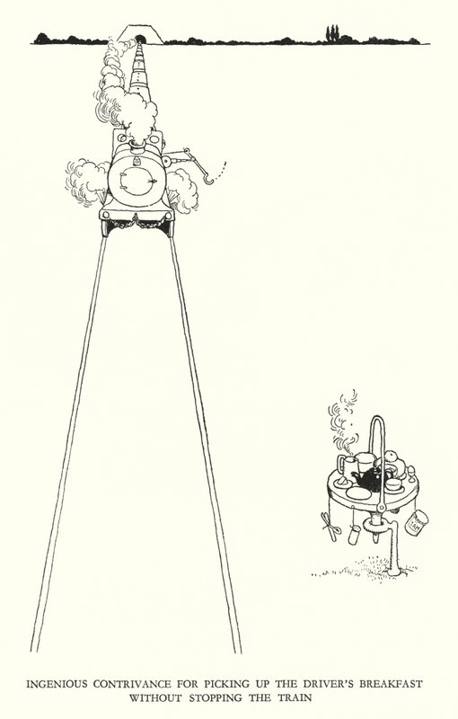 رسم توضيحي للسكك الحديدية Ribaldry بواسطة W Heath Robinson (litho) بواسطة وليام هيث روبنسون