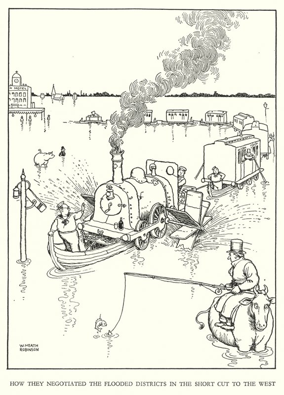 رسم توضيحي للسكك الحديدية Ribaldry بواسطة W Heath Robinson (litho) بواسطة وليام هيث روبنسون