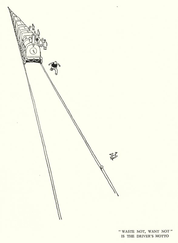 رسم توضيحي للسكك الحديدية Ribaldry بواسطة W Heath Robinson (litho) بواسطة وليام هيث روبنسون