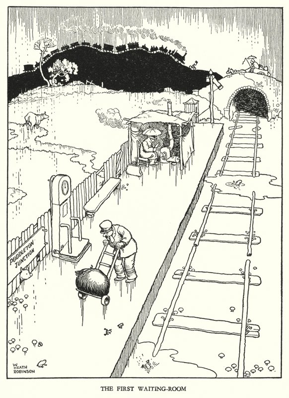 رسم توضيحي للسكك الحديدية Ribaldry بواسطة W Heath Robinson (litho) بواسطة وليام هيث روبنسون