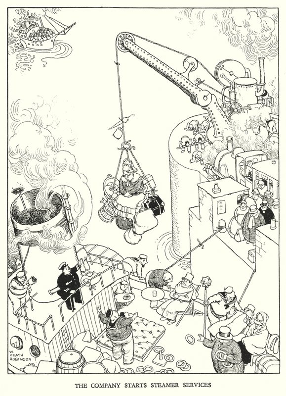 رسم توضيحي للسكك الحديدية Ribaldry بواسطة W Heath Robinson (litho) بواسطة وليام هيث روبنسون