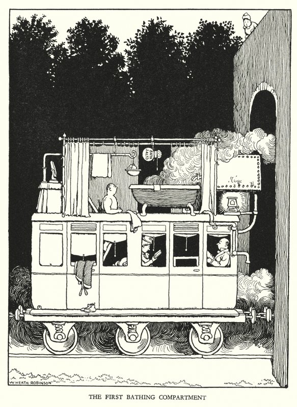 رسم توضيحي للسكك الحديدية Ribaldry بواسطة W Heath Robinson (litho) بواسطة وليام هيث روبنسون