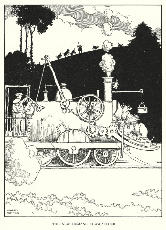 رسم توضيحي للسكك الحديدية Ribaldry بواسطة W Heath Robinson (litho) بواسطة وليام هيث روبنسون