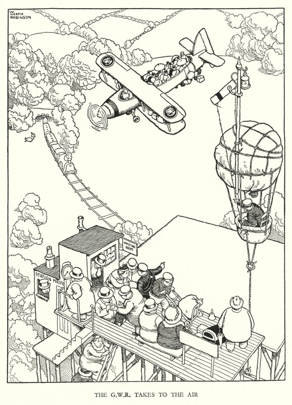 رسم توضيحي للسكك الحديدية Ribaldry بواسطة W Heath Robinson (litho) بواسطة وليام هيث روبنسون