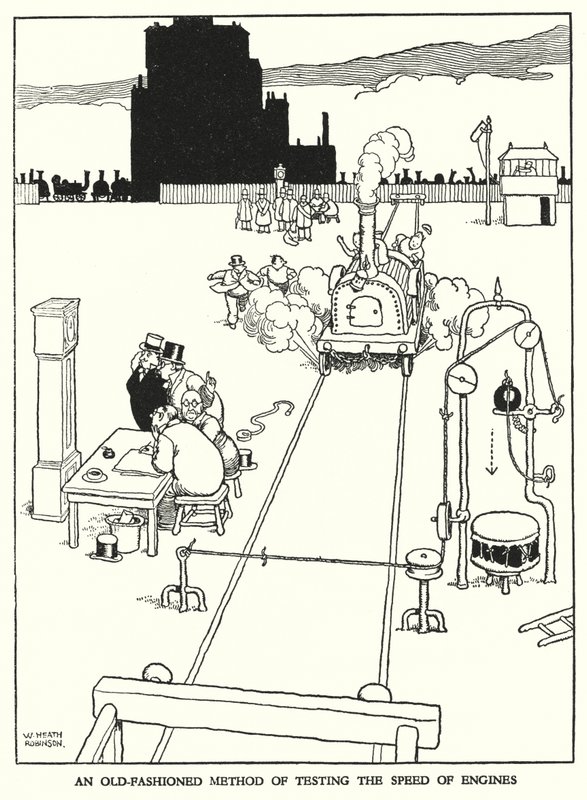 رسم توضيحي للسكك الحديدية Ribaldry بواسطة W Heath Robinson (litho) بواسطة وليام هيث روبنسون
