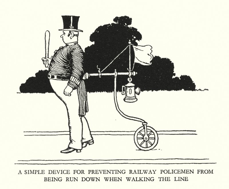 رسم توضيحي للسكك الحديدية Ribaldry بواسطة W Heath Robinson (litho) بواسطة وليام هيث روبنسون