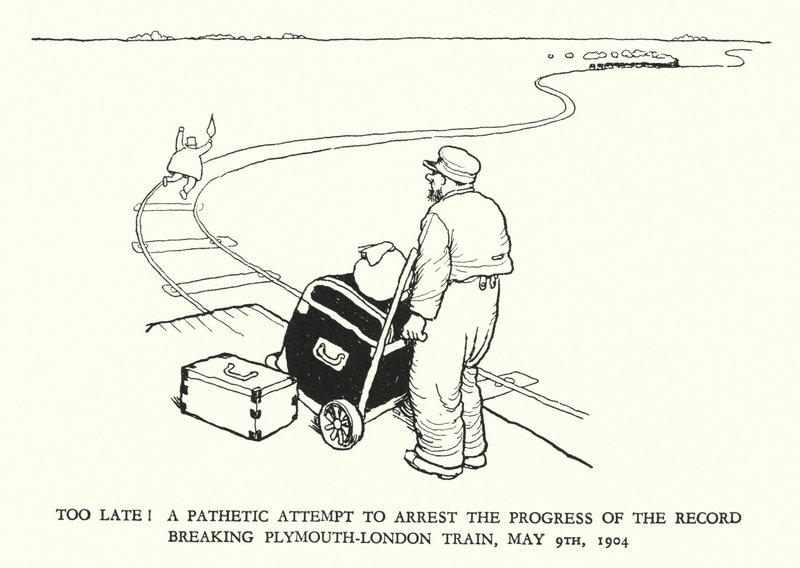 رسم توضيحي للسكك الحديدية Ribaldry بواسطة W Heath Robinson (litho) بواسطة وليام هيث روبنسون