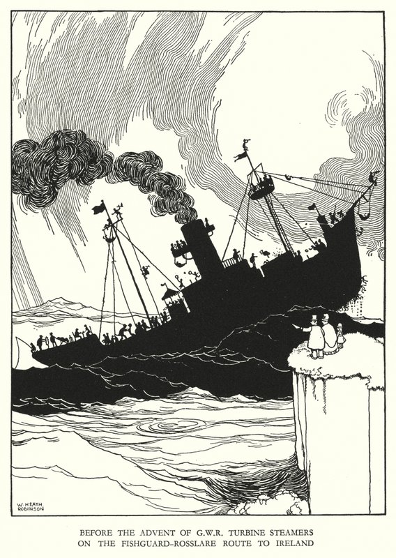 رسم توضيحي للسكك الحديدية Ribaldry بواسطة W Heath Robinson (litho) بواسطة وليام هيث روبنسون