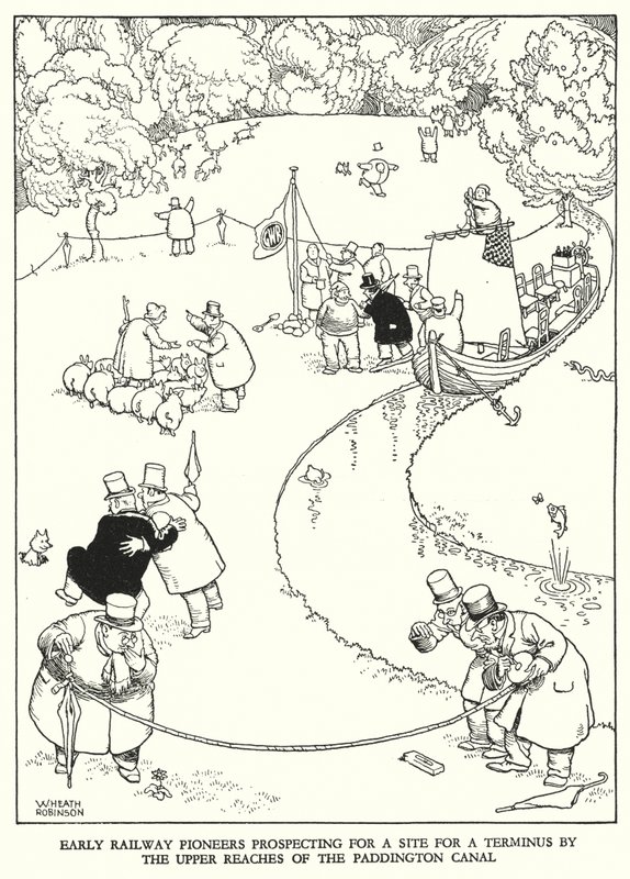 رسم توضيحي للسكك الحديدية Ribaldry بواسطة W Heath Robinson (litho) بواسطة وليام هيث روبنسون