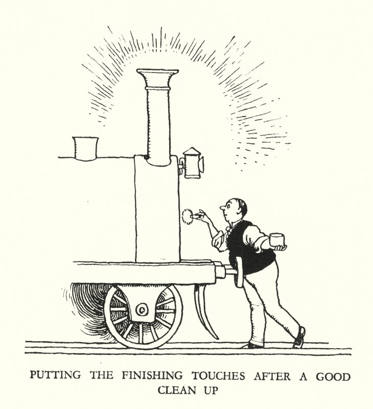 رسم توضيحي للسكك الحديدية Ribaldry بواسطة W Heath Robinson (litho) بواسطة وليام هيث روبنسون