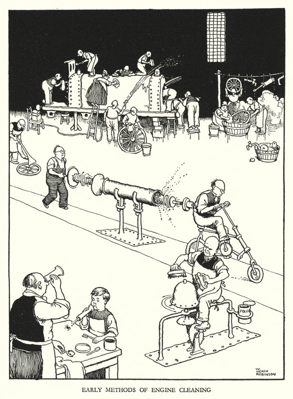 رسم توضيحي للسكك الحديدية Ribaldry بواسطة W Heath Robinson (litho) بواسطة وليام هيث روبنسون