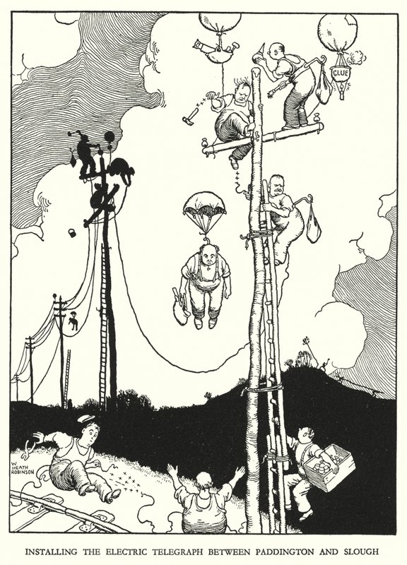 رسم توضيحي للسكك الحديدية Ribaldry بواسطة W Heath Robinson (litho) بواسطة وليام هيث روبنسون