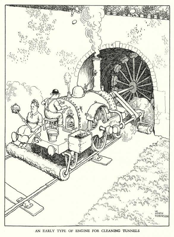 رسم توضيحي للسكك الحديدية Ribaldry بواسطة W Heath Robinson (litho) بواسطة وليام هيث روبنسون