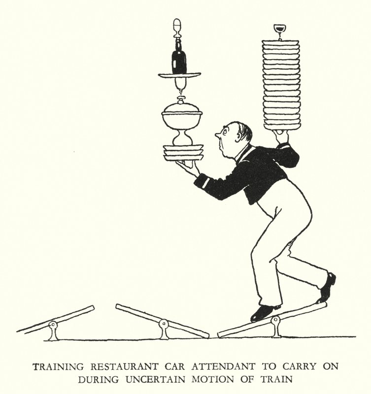 رسم توضيحي للسكك الحديدية Ribaldry بواسطة W Heath Robinson (litho) بواسطة وليام هيث روبنسون
