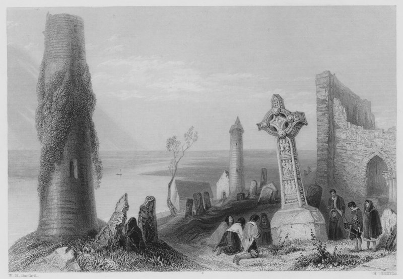 الصليب القديم ، Clonmacnoise (نقش) بواسطة وليام هنري (بعد) بارتليت