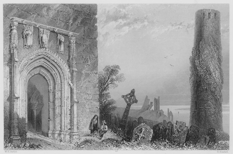 مدخل مدخل Temple Mc Durmot ، Clonmacnoise (نقش) بواسطة وليام هنري (بعد) بارتليت