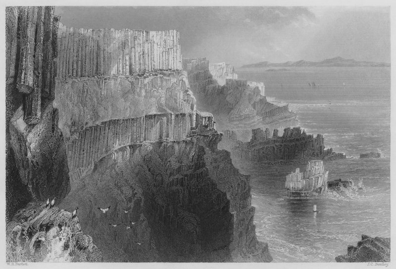 Pleaskin Cliff ، بالقرب من Giants Causeway ، كانتري أنتريم (نقش) بواسطة وليام هنري (بعد) بارتليت