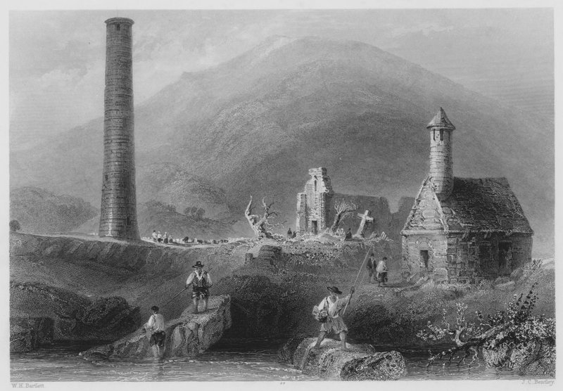 برج دائري ، إلخ ، Glendalough ، مقاطعة Wicklow (نقش) بواسطة وليام هنري (بعد) بارتليت