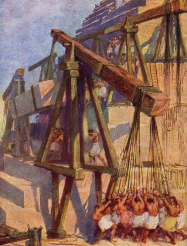Building the Pyramids (colour litho) بواسطة وليام هنري (بعد) Margetson