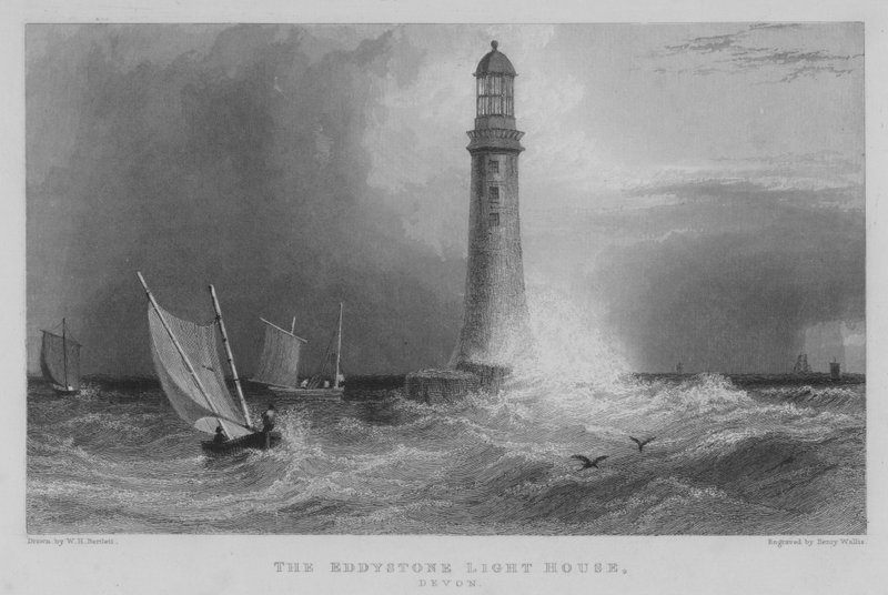 بيت Eddystone Light House ، ديفون (نقش) بواسطة وليام هنري بارتليت